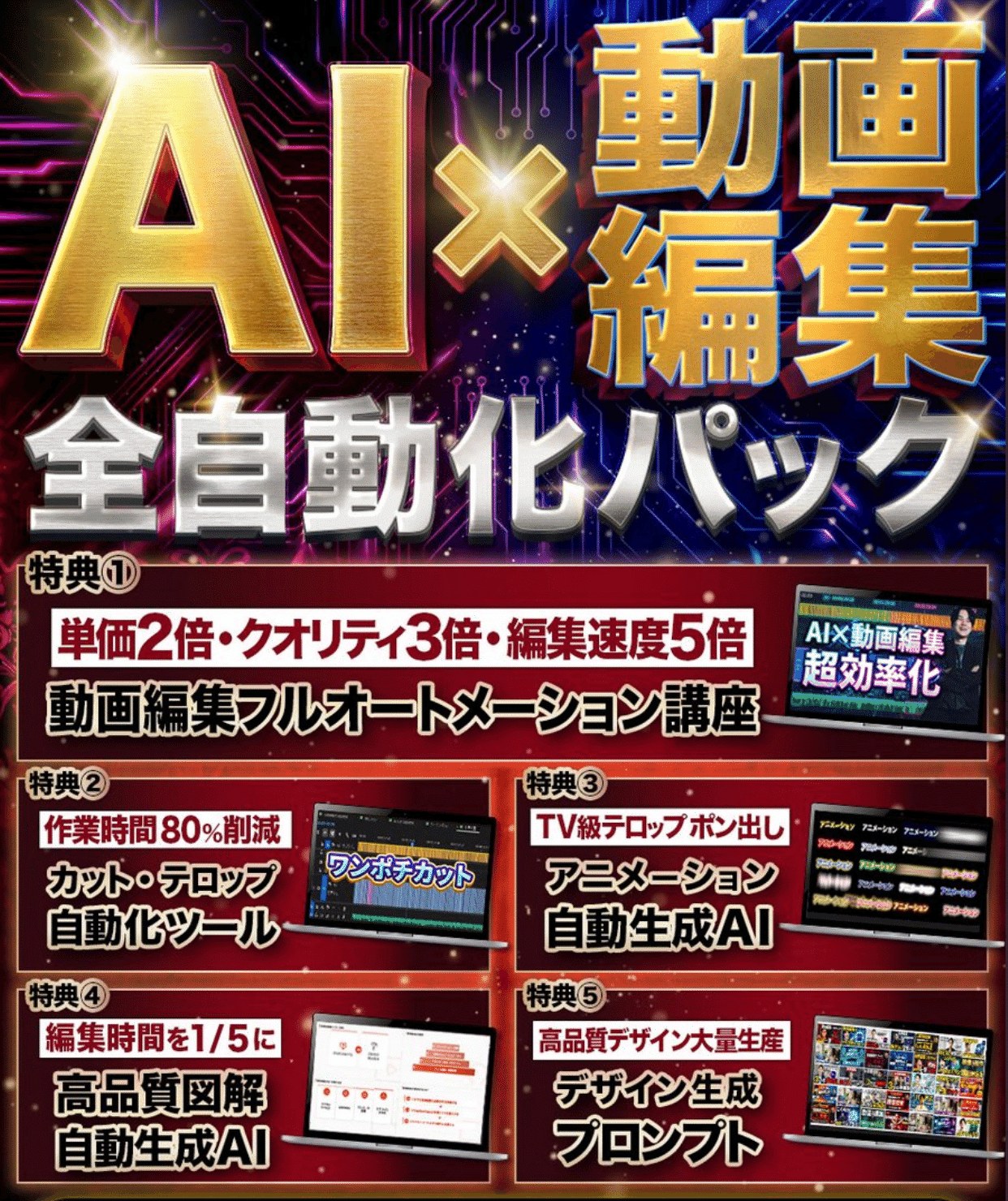 AI×動画編集 全自動化パック 特典①〜⑤