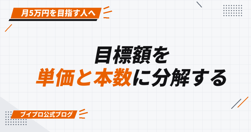 目標額を 単価と本数に分解する